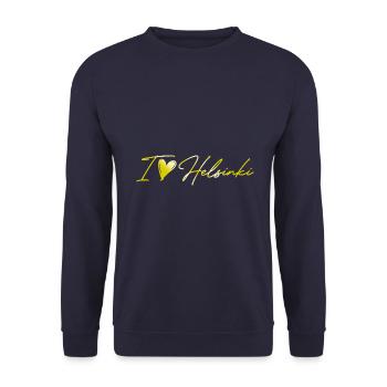 I Love Helsinki - Unisex Pullover - Navy - Vorne - Alina (178cm) & Michal (187cm)