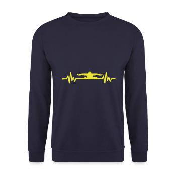 Heartbeat Swimmer - Diver Water Sports Athlete - Unisex Sweatshirt - navy - Front - Alina (178cm) & Michal (187cm)
