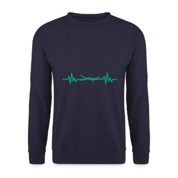 Heartbeat Swimmer - Diver Water Sports Athlete - Unisex Sweatshirt - navy - Front - Alina (178cm) & Michal (187cm)