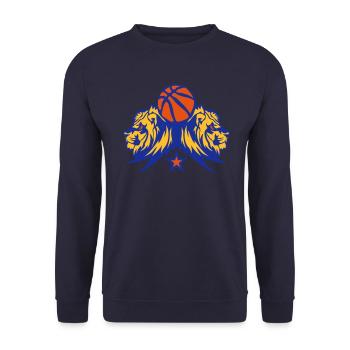 lion logo basketball ball sports in 1710 - Unisex Sweatshirt - navy - Front - Alina (178cm) & Michal (187cm)