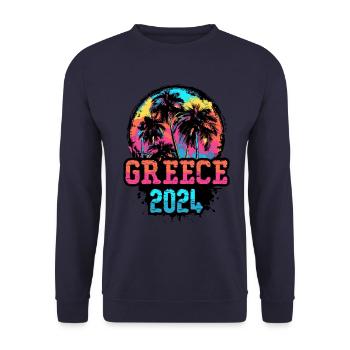 Greece 2024 Team Palm Trees Multicolored - Unisex Sweatshirt - navy - Front - Alina (178cm) & Michal (187cm)