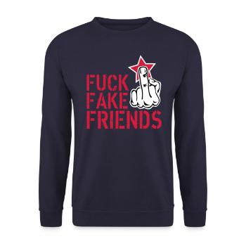 84 Doigts puants Doigts Moyens Fuck Fake Friends - Sweat-shirt Unisexe - marine - Devant - Alina (178cm) & Michal (187cm)