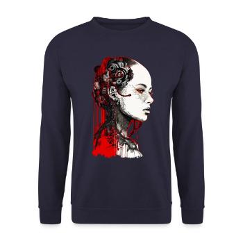 Belle femme gothique cyborg - Trash Polka Art - Sweat-shirt Unisexe - marine - Devant - Alina (178cm) & Michal (187cm)