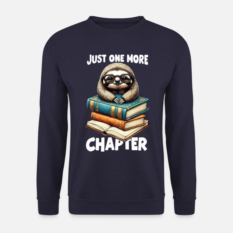 Nur noch ein Kapitel - Bücherwurm Faultier liest - Unisex Pullover - Navy