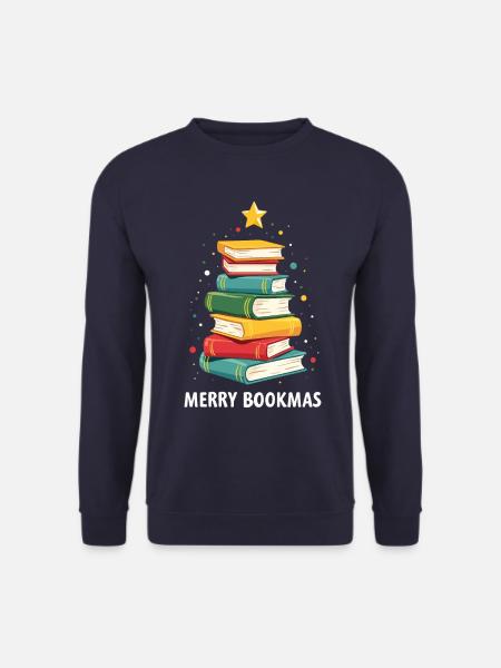 Merry Bookmas - Festliche Freude für Buchliebhaber - Unisex Pullover - Navy