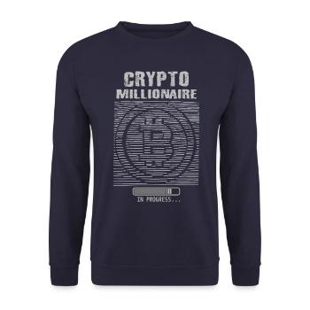 Krypto Millionär in Bearbeitung - Unisex Pullover - Navy - Vorne - Alina (178cm) & Michal (187cm)