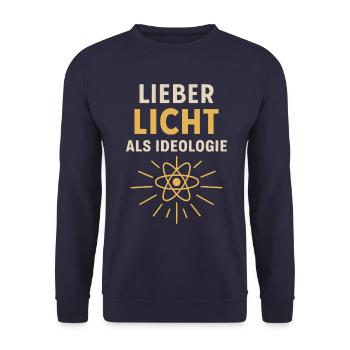 Lieber Licht als Ideologie – Ja zu Atomkraft - Unisex Pullover - Navy - Vorne - Alina (178cm) & Michal (187cm)