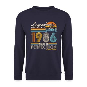 Legendär seit 1986 Jahrgang Geburtstag Retro - Unisex Pullover - Navy - Vorne - Alina (178cm) & Michal (187cm)