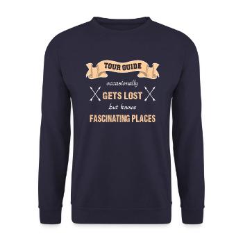 lustiges Shirt Tour Guide - Reiseleiter - reisen - Unisex Pullover - Navy - Vorne - Alina (178cm) & Michal (187cm)