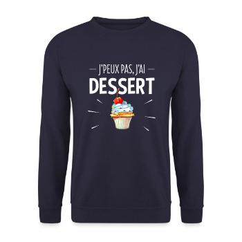 J'PEUX PAS, J'AI DESSERT - Sweat-shirt Unisexe - marine - Devant - Alina (178cm) & Michal (187cm)