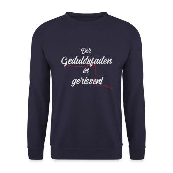 Der Geduldsfaden ist gerissen! (hell) - Unisex Pullover - Navy - Vorne - Alina (178cm) & Michal (187cm)