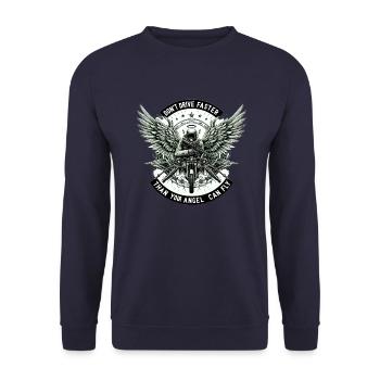 Ne conduisez pas plus vite que votre ange ne peut voler - Sweat-shirt Unisexe - marine - Devant - Alina (178cm) & Michal (187cm)