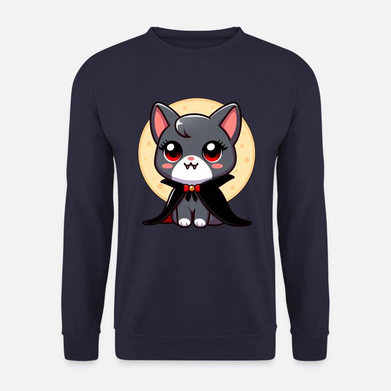 Halloween Chat Vampire Chauve-souris Mignon - Sweat-shirt Unisexe - marine