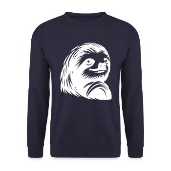 Reverent Sloth Face Portrait Silhouette - Unisex Sweatshirt - navy - Front - Alina (178cm) & Michal (187cm)