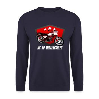 Zündapp KS 50 Watercooled Krad - Unisex Pullover - Navy - Vorne - Alina (178cm) & Michal (187cm)
