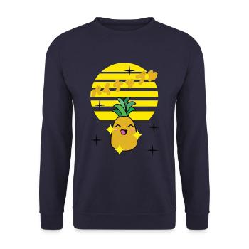 kawaii pineapple fun - Unisex Pullover - Navy - Vorne - Alina (178cm) & Michal (187cm)