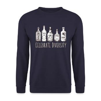 Célébrez la diversité des bouteilles d’alcool - Sweat-shirt Unisexe - marine - Devant - Alina (178cm) & Michal (187cm)