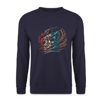 Surf Life Vintage Surfing Retro Surfboard Surfer - Unisex Sweatshirt - navy - Front - Alina (178cm) & Michal (187cm)
