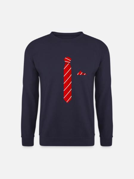 Krawatte mit Einstecktuch rot Krawattenersatz - Unisex Pullover - Navy