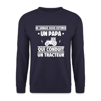 Ne jamais sous-estimer un papa agriculteur - Sweat-shirt Unisexe - marine - Devant - Alina (178cm) & Michal (187cm)