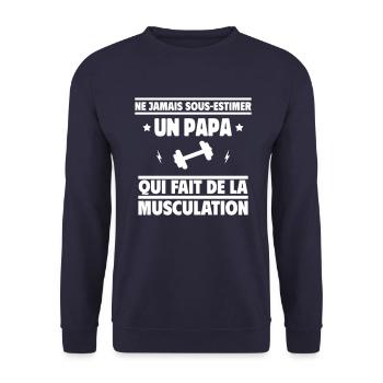 Ne jamais sous-estimer un papa bodybuilder - Sweat-shirt Unisexe - marine - Devant - Alina (178cm) & Michal (187cm)