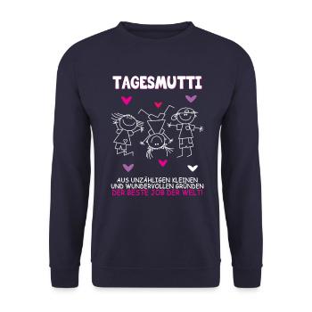 Tagesmutter Tagesmutti Erzieherin Kita Geschenk - Unisex Pullover - Navy - Vorne - Alina (178cm) & Michal (187cm)