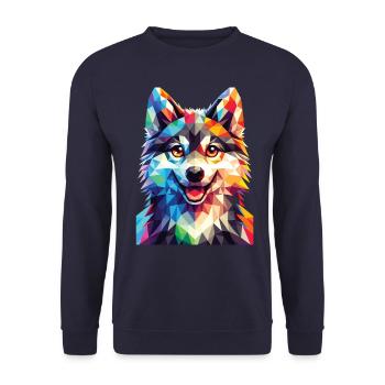 Loup polygonal - Sweat-shirt Unisexe - marine - Devant - Alina (178cm) & Michal (187cm)