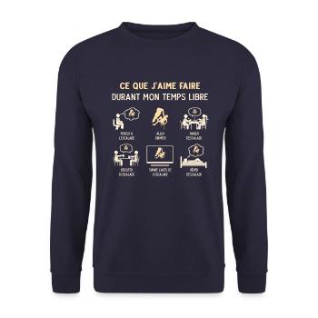 Grimpeur Escalade Humour Mon Temps Libre - Sweat-shirt Unisexe - marine - Devant - Alina (178cm) & Michal (187cm)