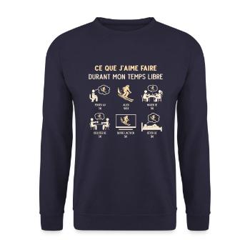 Skieur Ski Humour Temps Libre - Sweat-shirt Unisexe - marine - Devant - Alina (178cm) & Michal (187cm)