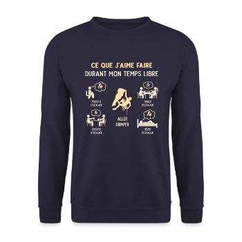 Grimpeur Escalade Humour Mon Temps Libre - Sweat-shirt Unisexe - marine - Devant - Alina (178cm) & Michal (187cm)