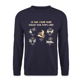 Vététiste Vtt Humour Mon Temps Libre - Sweat-shirt Unisexe - marine - Devant - Alina (178cm) & Michal (187cm)
