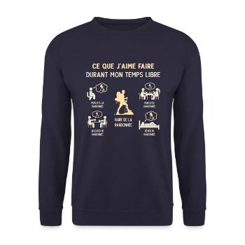 Randonneur Rando Randonnée Humour Mon Temps Libre - Sweat-shirt Unisexe - marine - Devant - Alina (178cm) & Michal (187cm)
