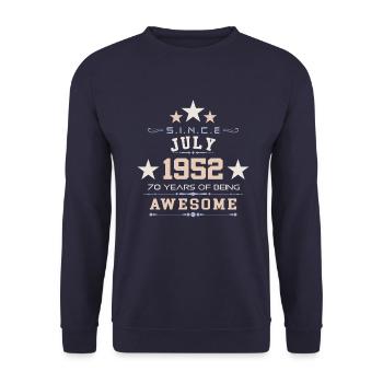 Juillet 1952 - Cadeau du 70e anniversaire. Génial. - Sweat-shirt Unisexe - marine - Devant - Alina (178cm) & Michal (187cm)