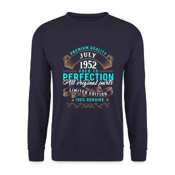 Juillet 1952 - Cadeau du 70e anniversaire. Génial. - Sweat-shirt Unisexe - marine - Devant - Alina (178cm) & Michal (187cm)