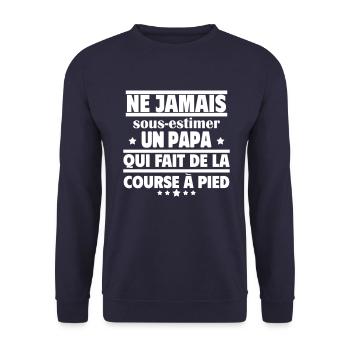 papa qui fait de la course à pied - Sweat-shirt Unisexe - marine - Devant - Alina (178cm) & Michal (187cm)