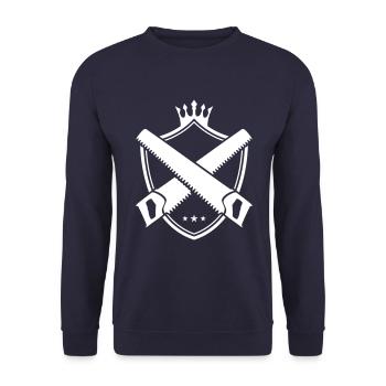 säge handwerker wappen - Unisex Pullover - Navy - Vorne - Alina (178cm) & Michal (187cm)