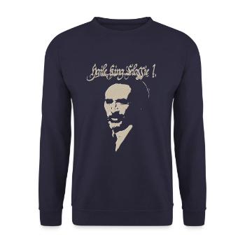 Haile Selassie Rastafari silhouette - Sweat-shirt Unisexe - marine - Devant - Alina (178cm) & Michal (187cm)