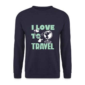 ich liebe es zu reisen - Unisex Pullover - Navy - Vorne - Alina (178cm) & Michal (187cm)