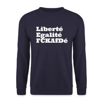 FCK AfD - Unisex Pullover - Navy - Vorne - Alina (178cm) & Michal (187cm)