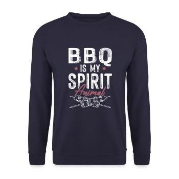 BBQ Grillen Spruch - Unisex Pullover - Navy - Vorne - Alina (178cm) & Michal (187cm)