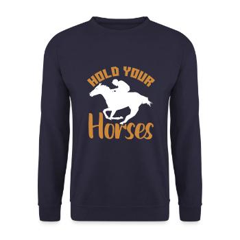 pferde horse - Unisex Pullover - Navy - Vorne - Alina (178cm) & Michal (187cm)