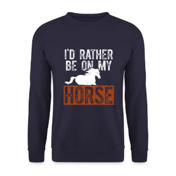 pferde lustiger spruch - Unisex Pullover - Navy - Vorne - Alina (178cm) & Michal (187cm)