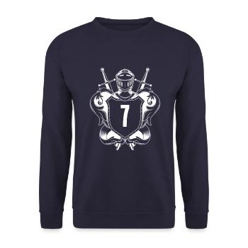 7 Nombre d’armoiries - Sweat-shirt Unisexe - marine - Devant - Alina (178cm) & Michal (187cm)