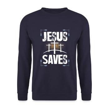 Jésus sauve - Sweat-shirt Unisexe - marine - Devant - Alina (178cm) & Michal (187cm)