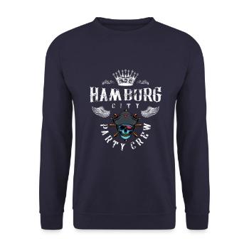 hamburg city party crew pirate - Unisex Sweatshirt - navy - Front - Alina (178cm) & Michal (187cm)