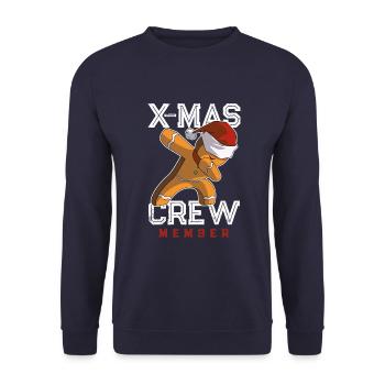 lebkuchenmann xmas crew - Unisex Pullover - Navy - Vorne - Alina (178cm) & Michal (187cm)