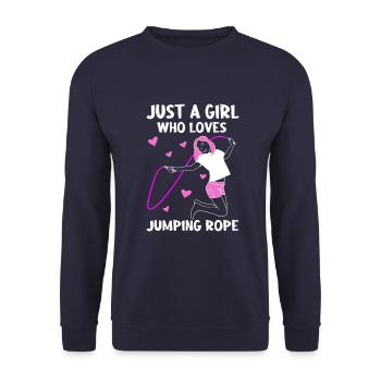 Jumping Rope - A Girl Who loves rope jumping - Unisex Pullover - Navy - Vorne - Alina (178cm) & Michal (187cm)