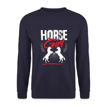 Pferde Mädchen - Unisex Pullover - Navy - Vorne - Alina (178cm) & Michal (187cm)