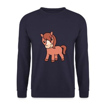 Pferd Comic Tier - Unisex Pullover - Navy - Vorne - Alina (178cm) & Michal (187cm)