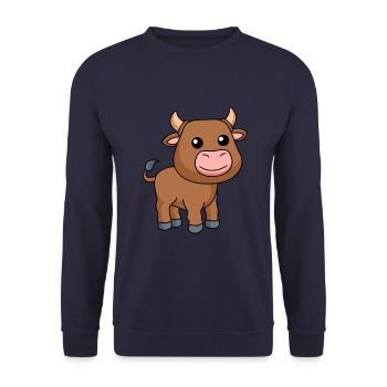 Stier Comic Tier - Unisex Pullover - Navy - Vorne - Alina (178cm) & Michal (187cm)